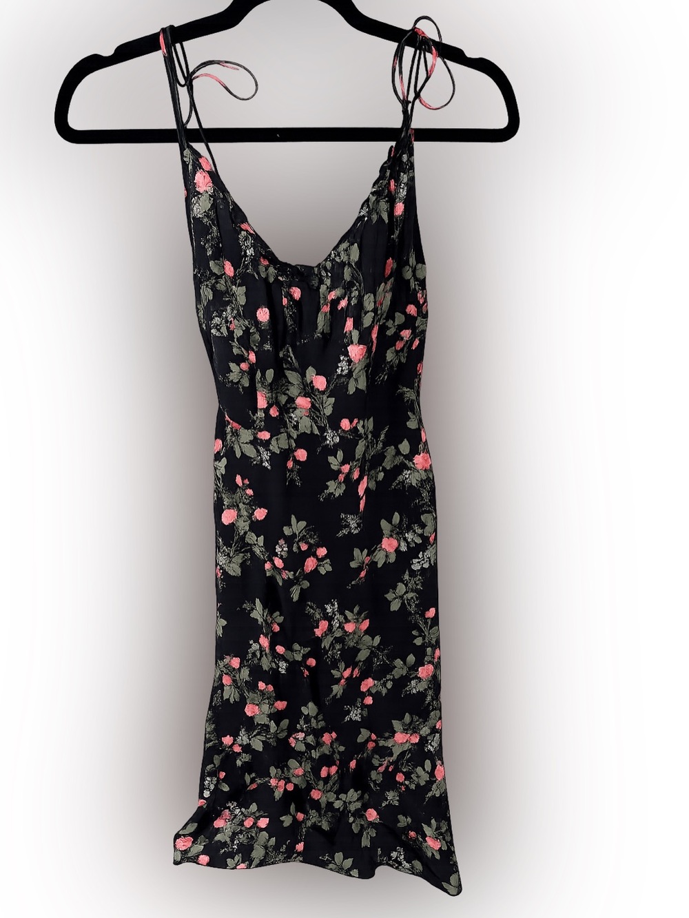 Reformation Black Pink Floral Midi Slip Dress Size 4